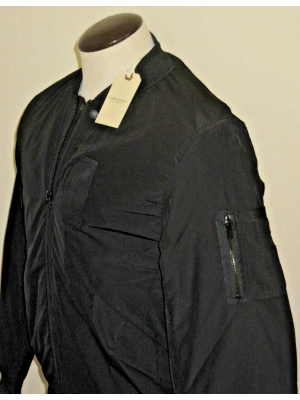 OOBE Brand Men's Full Zipper Modern Vintage Black Flight Jacket Size Medium NWT